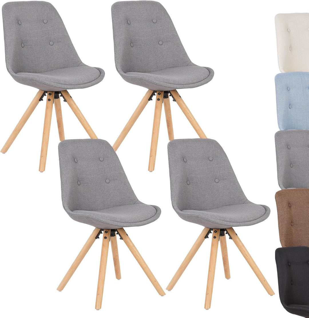 WOLTU® BH54gr-4 4 x Esszimmerstühle 4er Set Esszimmerstuhl, Sitzfläche aus Leinen, Design Stuhl, Küc