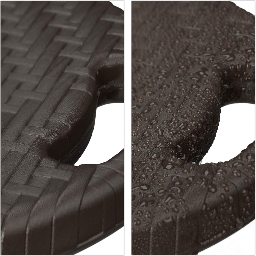 Relaxdays Klapphocker BASTIAN rund, 2 Stk. Faltbar, Kunststoff, Rattanoptik, Wetterfest HxBxT: 45 x