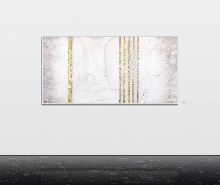 YS-Art Abstrakt Acryl Gemälde auf Leinwand mit Rahmen goldener Marmor handgemalt Wandbilder Wohnzimm