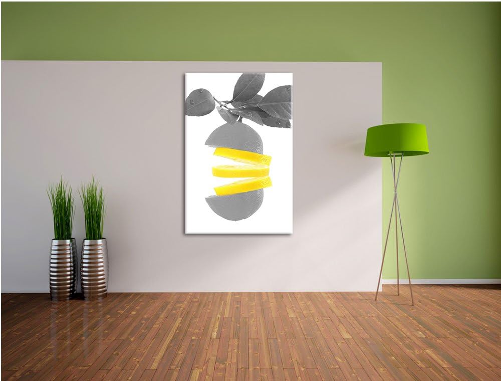 Frische aufgeschnittene Zitrone schwarz/weiss Format: 100x70 auf Leinwand, XXL riesige Bilder fertig