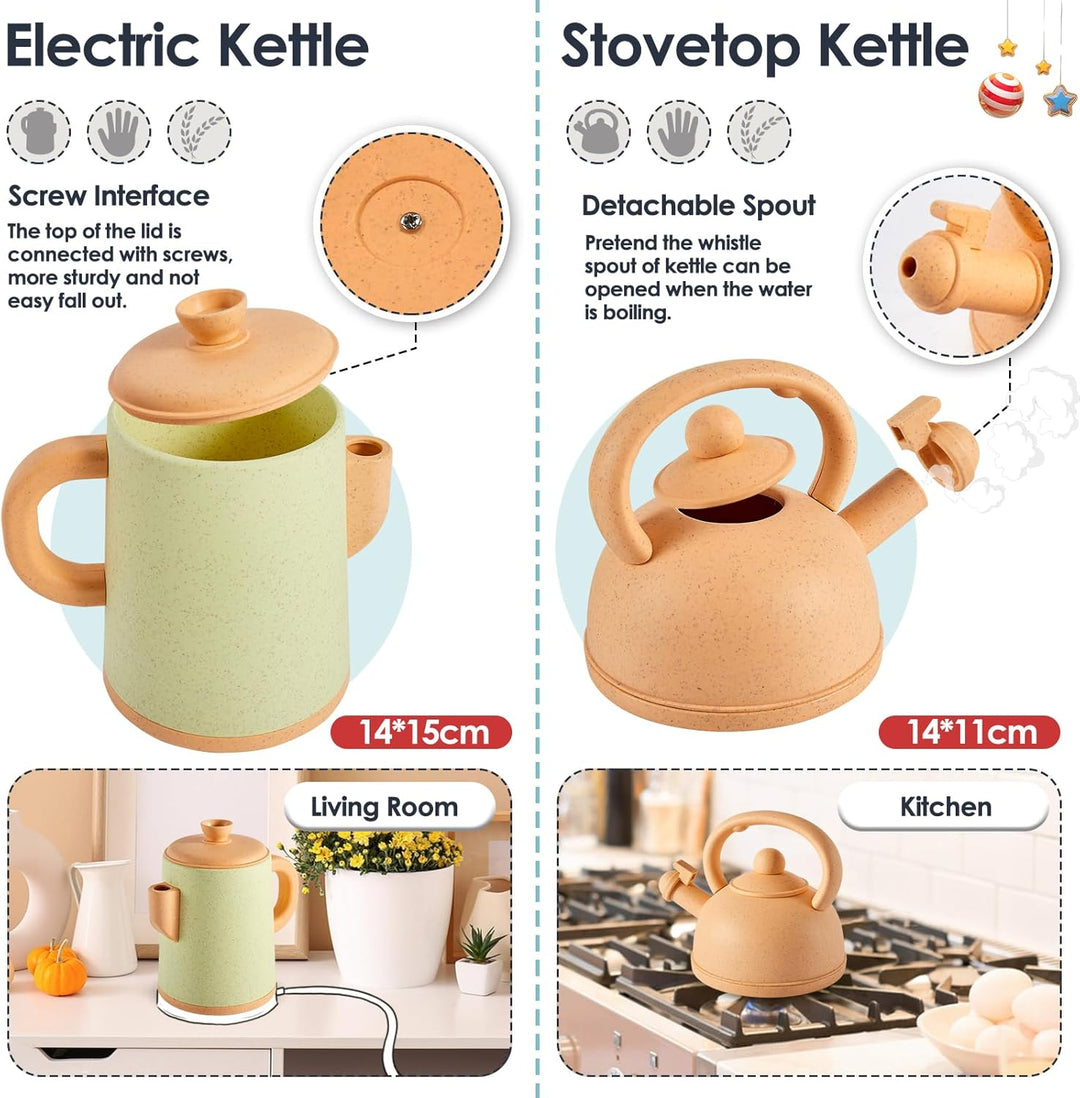 BUYGER Matschküche Zubehör Outdoor Kinder, Kinderküche Zubehör Geschirr, Spielzeug Töpfe und Pfannen