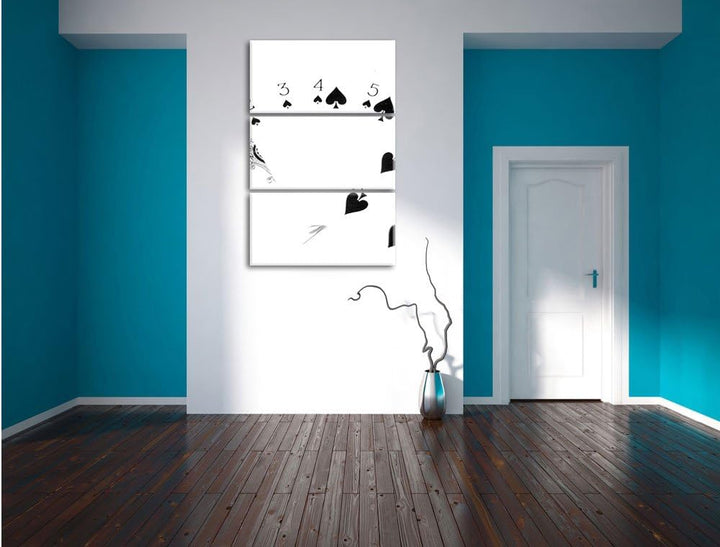 Spielkarten - Pik Strasse als Leinwandbild/Grösse: 3 Teilig (120x80) cm/Wandbild/Kunstdruck/fertig b