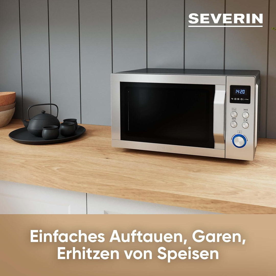 SEVERIN MW 7751 2-in-1 Mikrowelle (800 W, mit Grillfunktion, Inklusive Grillrost und Drehteller, Ø 2