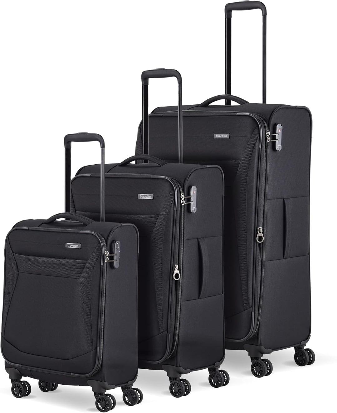 travelite 4-Rad Koffer Set Weichschale, Grössen L/M/S, Serie CHIOS Trolley Set in zeitloser Optik, H