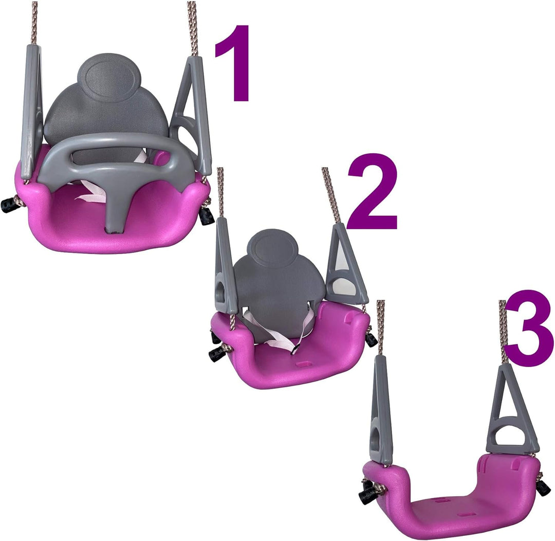 Mitwachsender Babyschaukelsitz 3in1 von 3 bis 12 Jahre I Kleinkind I mitwachsend I grau pink I Klein