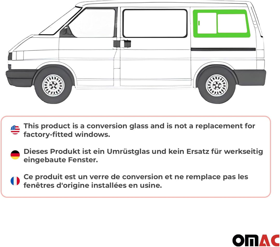 Seitenfenster Schiebefenster Kompatibel mit VW T4 Transporter 1990-2003 Hinten Links L1, Hinten Link