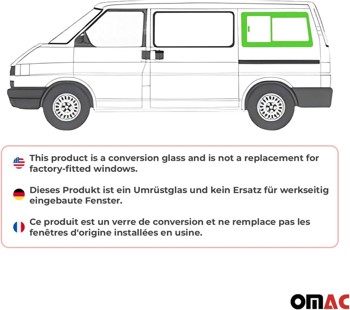 Seitenfenster Schiebefenster Kompatibel mit VW T4 Transporter 1990-2003 Hinten Links L1, Hinten Link