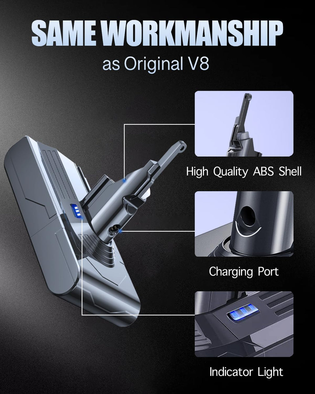 6000mAh Akku kompatibel mit Dyson V8 Absolute, V8 Animal, V8 Animal Exclusive, V8 Fluffy, SV10 V8 -