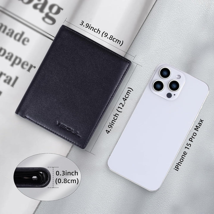 VISOUL Echt Leder Geldbörse Herren mit RFID Schutz Portemonnaie Gross mit Münzfach 10 Fächer Echtled