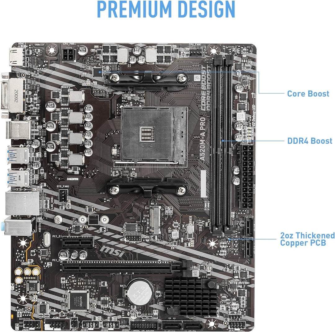 MSI A520M-A PRO Motherboard AMD A520 Socket AM4 micro ATX A520 A520M-A PRO M-ATX, A520 A520M-A PRO M