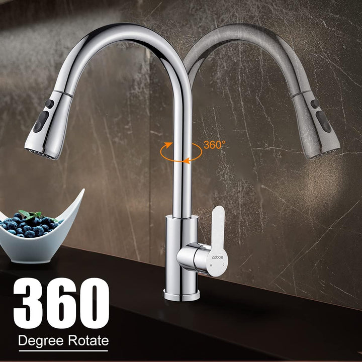 Cobbe Wasserhahn Küche, Küchenarmatur mit Herausziehbarer Brause Ausziehbar Armatur, Hochdruck Spült