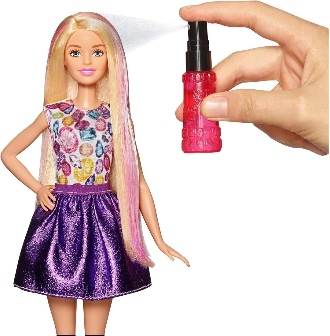 Barbie DWK49 - Hairstyling Spielset, ohne Hitze und mit Wasser verschiedene Frisuren zaubern, Spielz