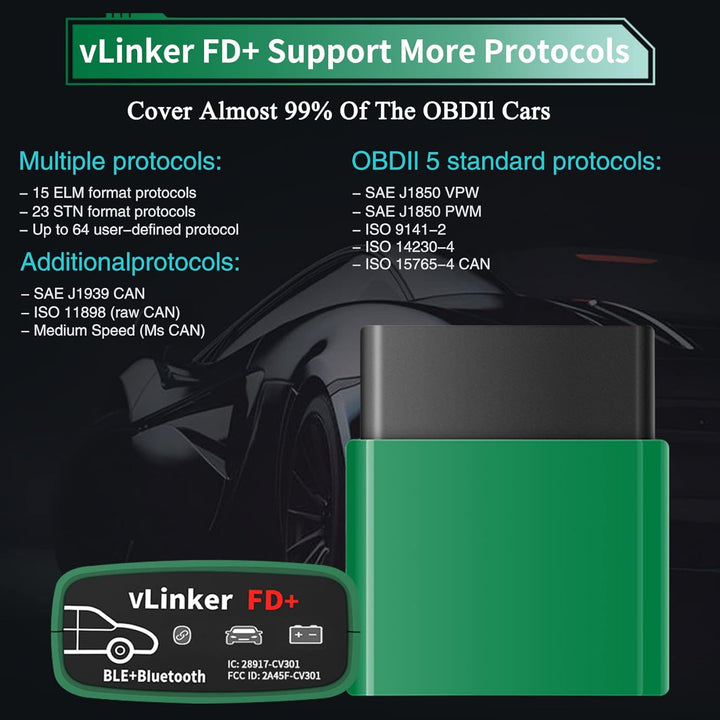 vLinker FD OBD2 Bluetooth Scan Tool, Diagnose Codeleser für iOS, Android und Windows - Made for for-