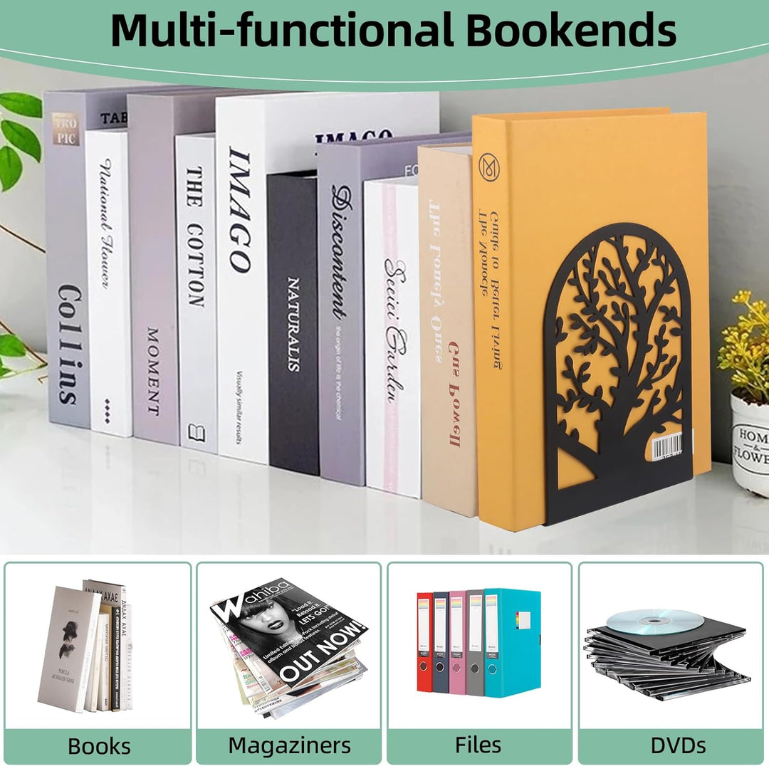 Otauoaea 8 Stück Metall-Schwarz Buchstütze | Bücherhalter | Bücherstütze | Buchstützen Organzier, Bo