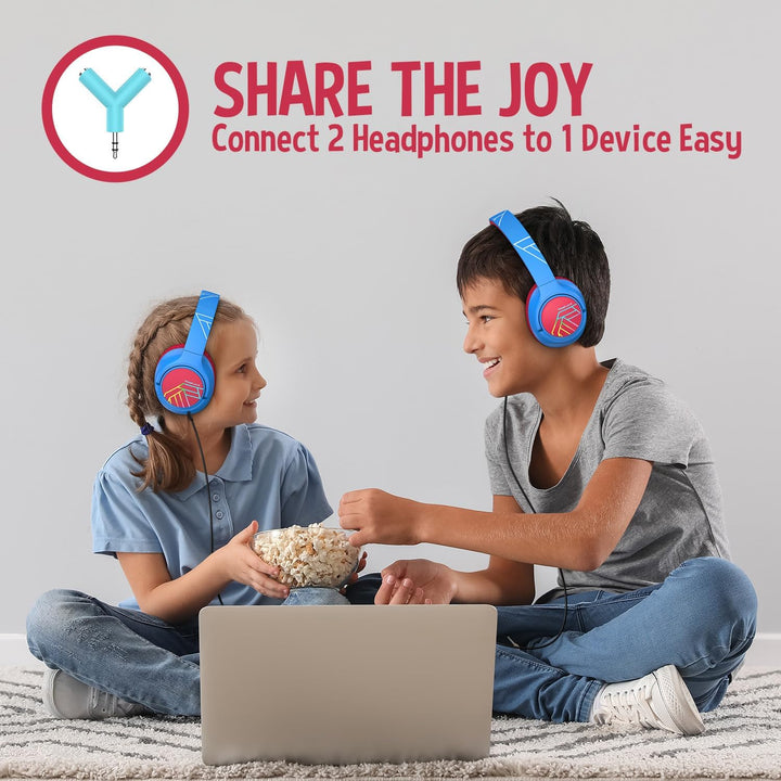 PowerLocus Bobo Bluetooth Kopfhörer Kinder, Kinderkopfhörer Over Ear mit 74/85/94dB Lautstärkebegren