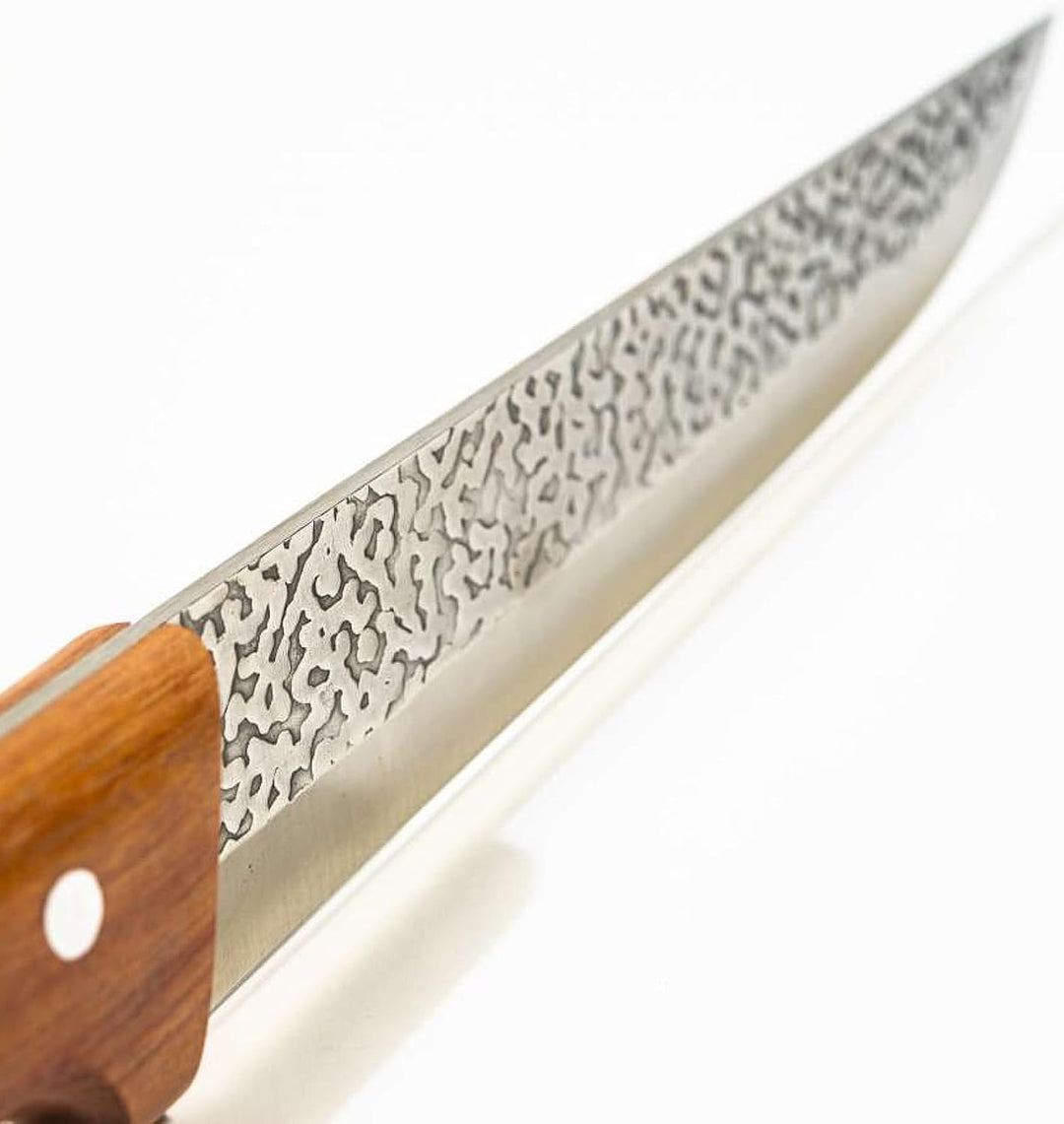 Pirge Elite Handgeschmiedet Schlachtermesser mit Lederscheide 19 cm Metzgermesser - Fleischermesser