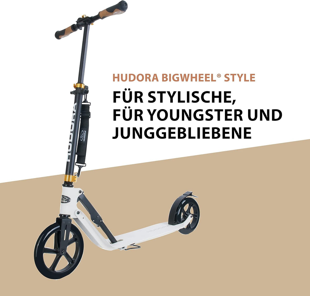 HUDORA BigWheel Style 230 Scooter - Stabiler Aluminium-Roller mit grosser Trittfläche - Höhenverstel