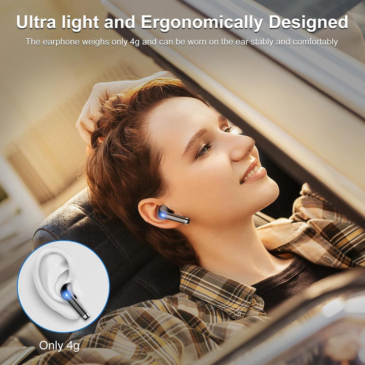 POMUIC Bluetooth Kopfhörer, Kopfhörer Kabellos Bluetooth 5.3 In Ear Kopfhörer mit 4 ENC Noise Cancel