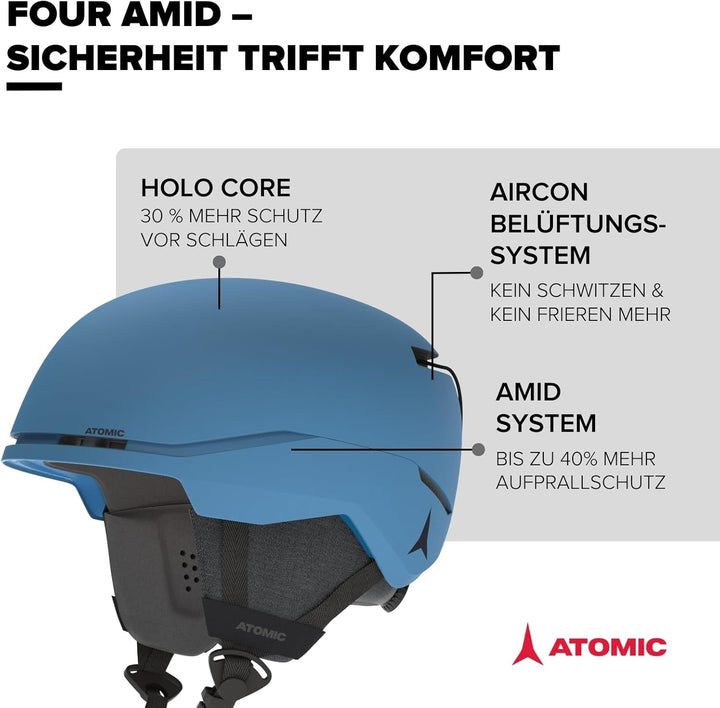 ATOMIC FOUR AMID Skihelm - Helm für max. Sicherheit - Skihelme mit komfortablem 360° Fit System - Sn
