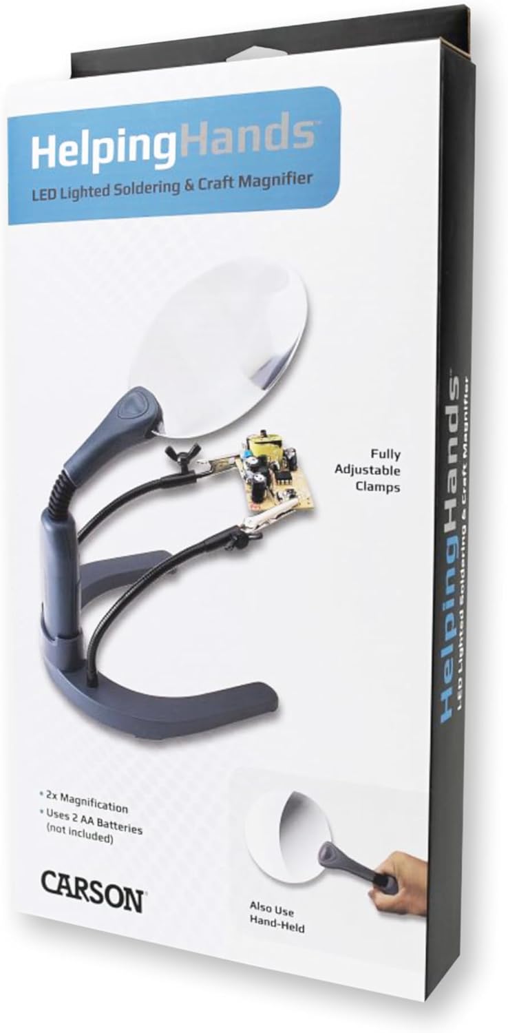 Carson GN-88 HelpingHands 2x Stand- und Freihandlupe mit LED und justierbaren Klemmen HelpingHands (