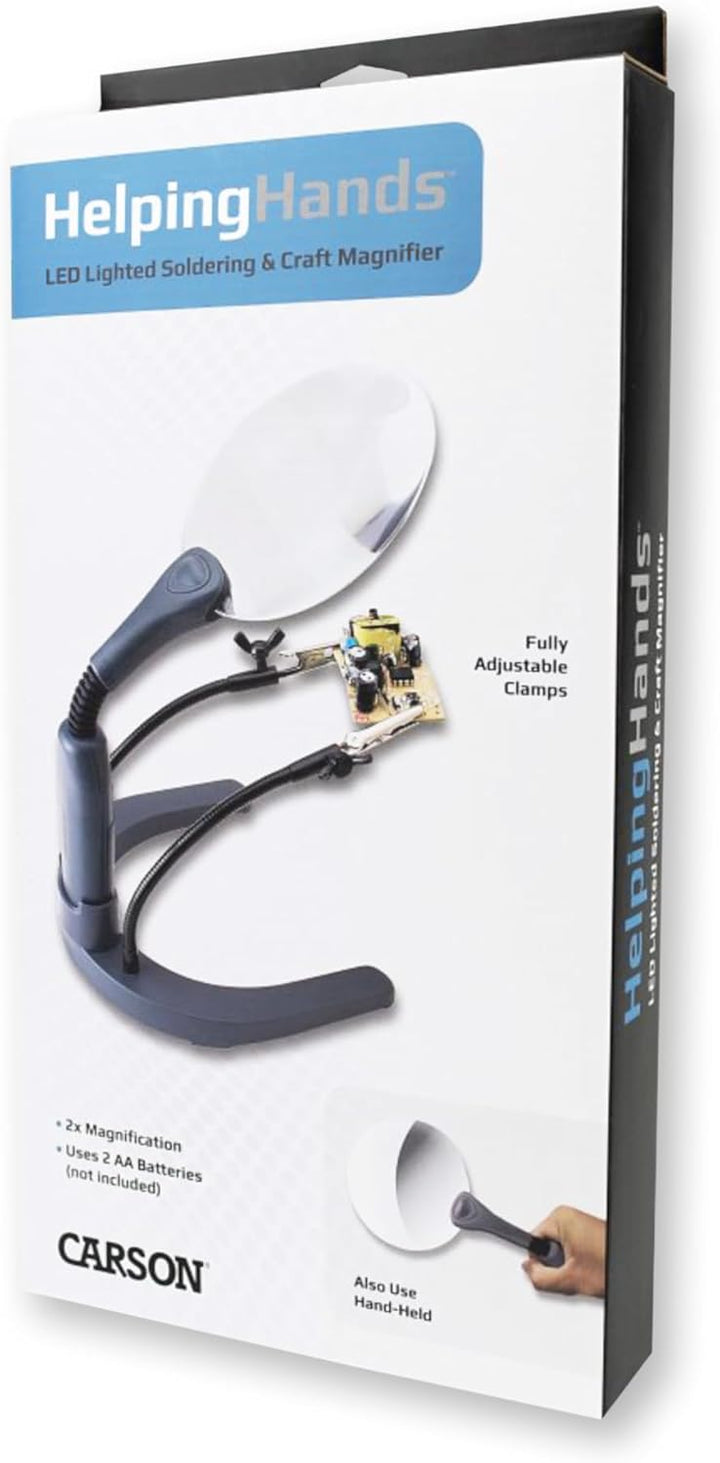 Carson GN-88 HelpingHands 2x Stand- und Freihandlupe mit LED und justierbaren Klemmen HelpingHands (
