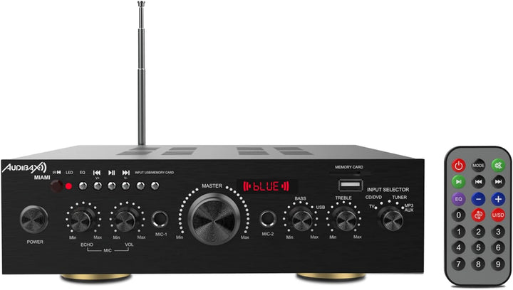 Audibax Miami Amplificador Karaoke Bluetooth 100W + 100W. Mando a distancia