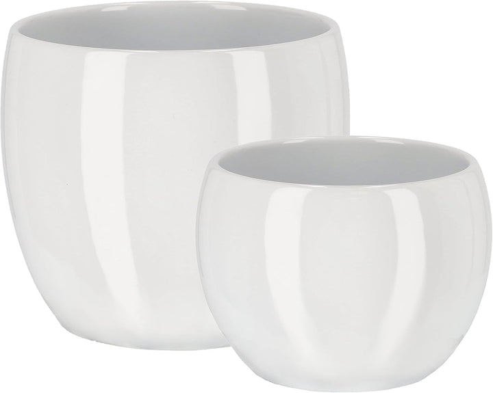 KOTARBAU® 2er Set Keramik-Blumentopf Übertopf für Blumen Pflanzen ⌀ 10 cm ⌀ 13 cm Weiss ⌀ 10 Cm + ⌀