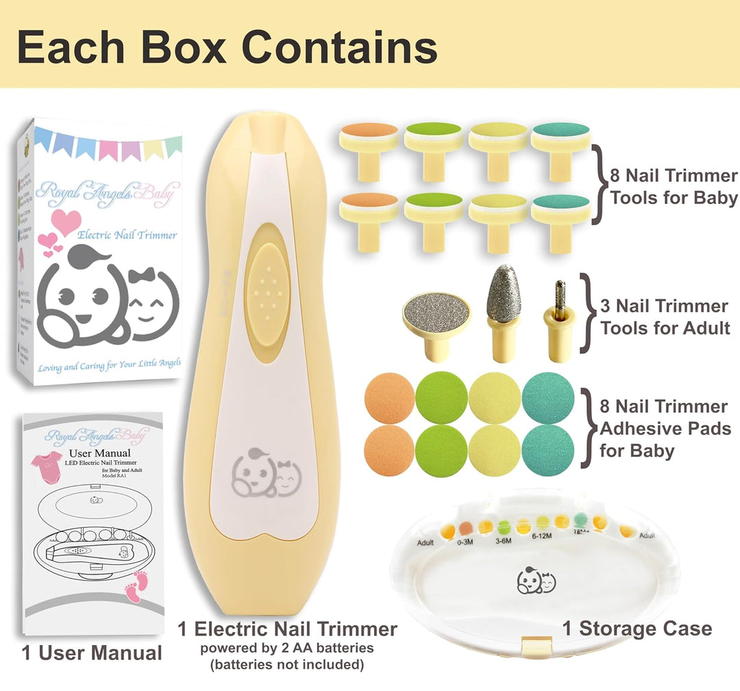 Royal Angels Baby-Nagelfeile 21 in 1, mit zusätzlichen 13 Ersatzwerkzeugen, Baby-Nagel, Baby-Nagelsc