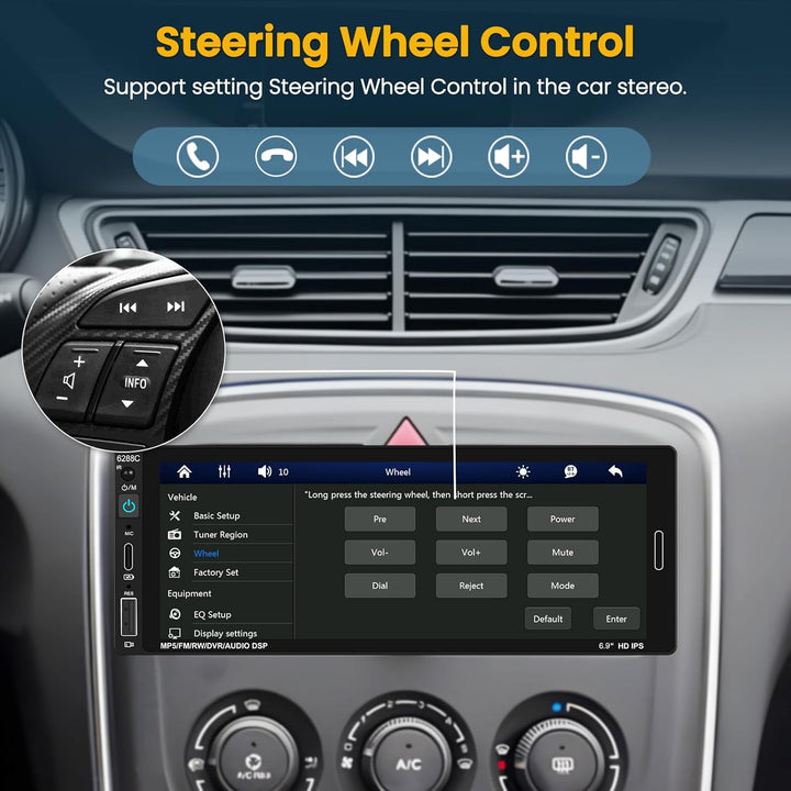 1 Din Wireless Carplay Android Auto Autoradio 6,9 Zoll Touchscreen Radio Bildschirm Bluetooth Freisp