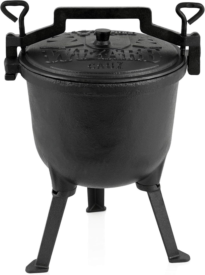 BBQ-Toro Zauberkessel "Wizard" | Kochtopf aus Gusseisen | Gusstopf mit drei Beinen, Deckel, Bügel un