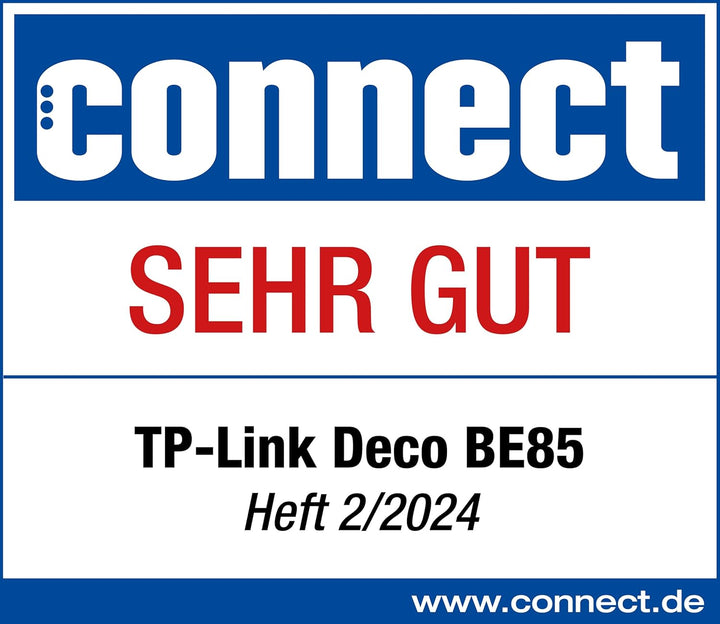 TP-Link Deco BE85 Wi-Fi 7 Mesh WLAN-Set, BE19000 Tri-Band-Router und Repeater (10 Gbit/s Ethernet/Gl