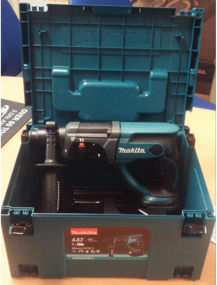 Makita Akku-Kombihammer f. SDS+ 18,0V im MAKPAC ohne Akku 1,5 Ah, ohne Ladegerät, DHR202ZJ, Blau, Si