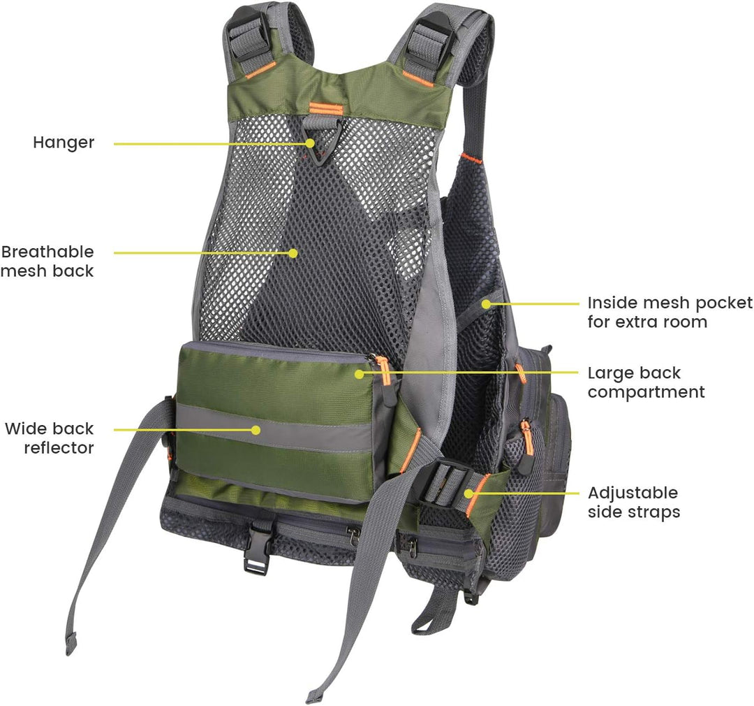 Gonex Angel Weste Herren verstellbare Arbeitsweste mit Mehreren Taschen für Angeln Fliegenfischen Ou