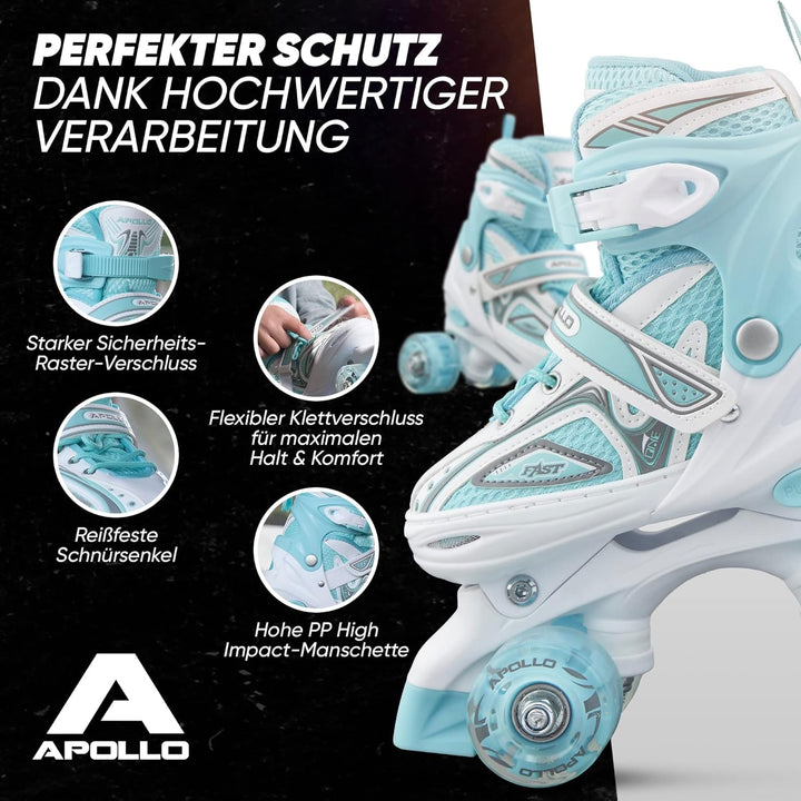 Apollo Super Quad X Pro | verstellbare Rollschuhe für Kinder | komfortable, grössenverstellbare LED