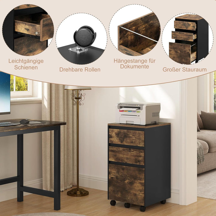 WOLTU mobiler Aktenschrank, Schrank für Aktenordner, Aufbewahrungsschrank im Büro, Büroschrank mit R