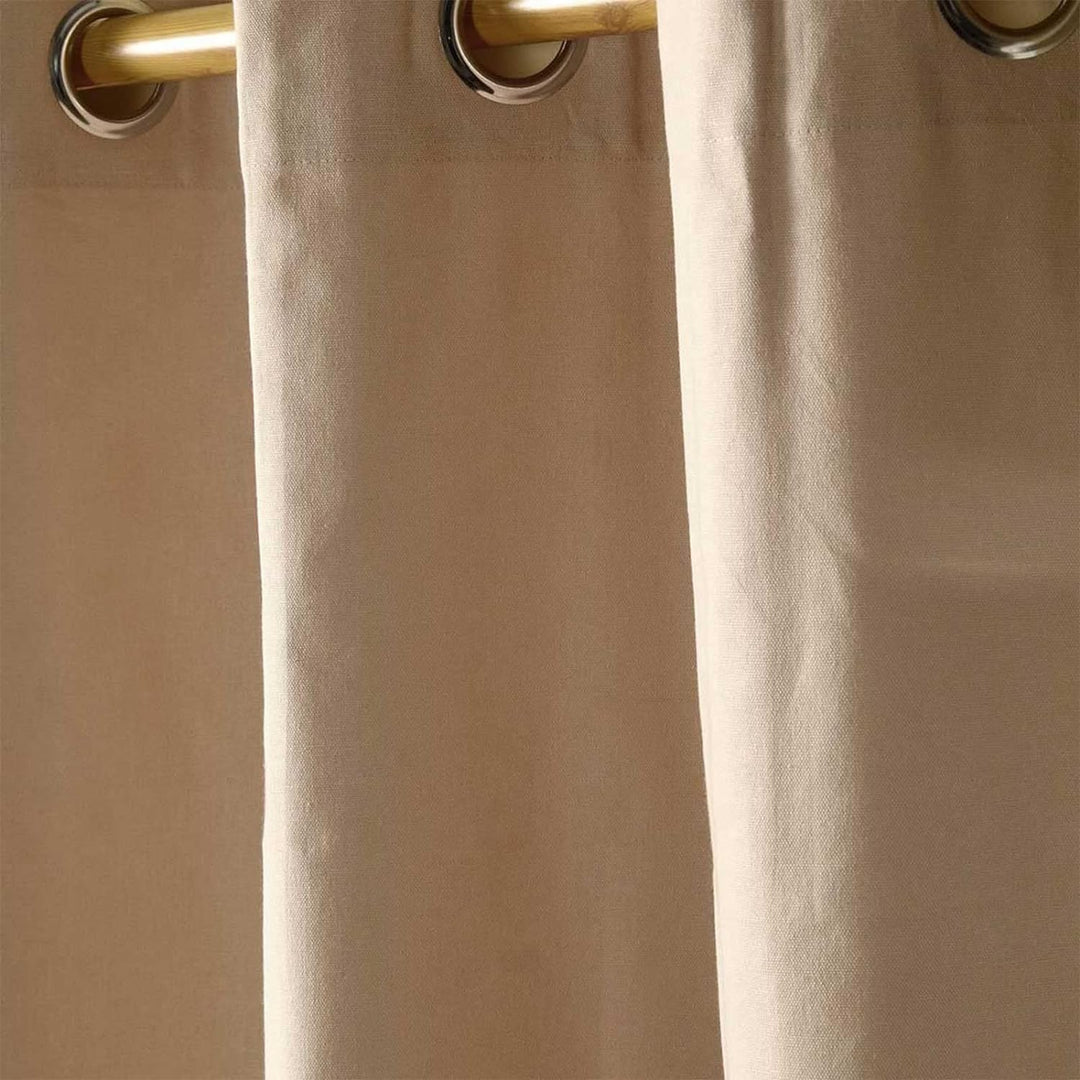 Homescapes Ösenvorhang Blickdicht beige Dekoschal 2er Set Plain Colour Breite 117 x Länge 137 cm Vor