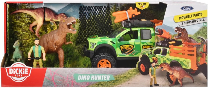 Dickie Toys - Dinosaurier-Fahrzeug Dino Hunter (25 cm) - Spielzeugauto Ford Raptor mit Licht & Sound