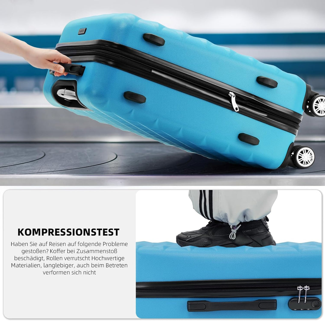 BEIBYE Zwillingsrollen 2066 Hartschale Trolley Koffer Reisekoffer Gepäck M-L-XL-Set (Türkis, Set) Tü