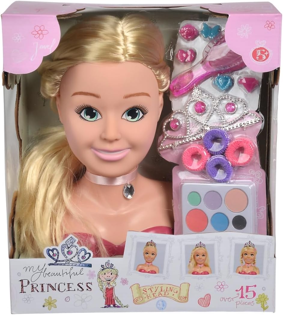 Simba 105560177 - Steffi Love Girls Prinzessin Schmink-& Frisierkopf, Stylingkopf mit Make-Up, 5x Ha