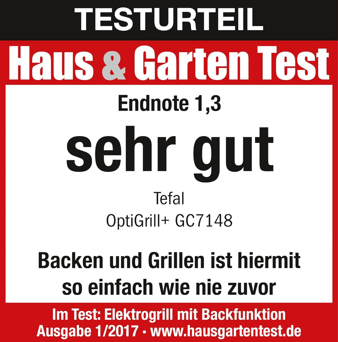 Tefal OptiGrill+ Snacking und Baking GC7148 Kontaktgrill | 2.000 W| automatische Anzeige des Garzust