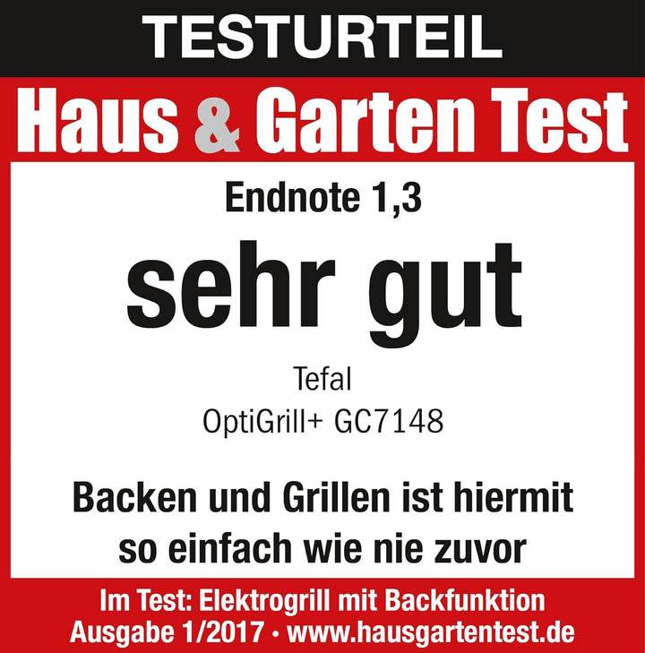 Tefal OptiGrill+ Snacking und Baking GC7148 Kontaktgrill | 2.000 W| automatische Anzeige des Garzust