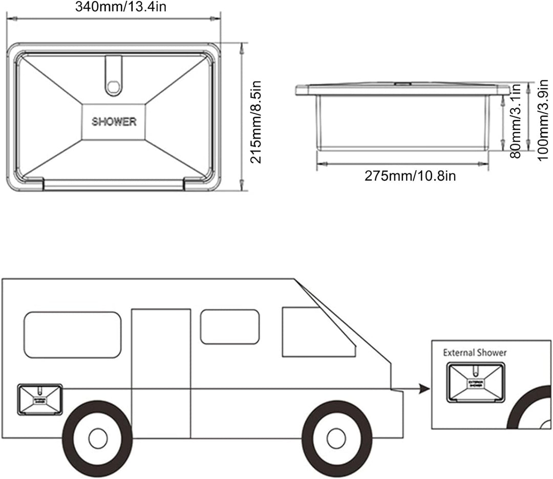 Tissting RV Aussendusche Box Kit, Aussenduschkabine Heiss Kaltschalter RV Duschkopf mit 1,5m Metalls