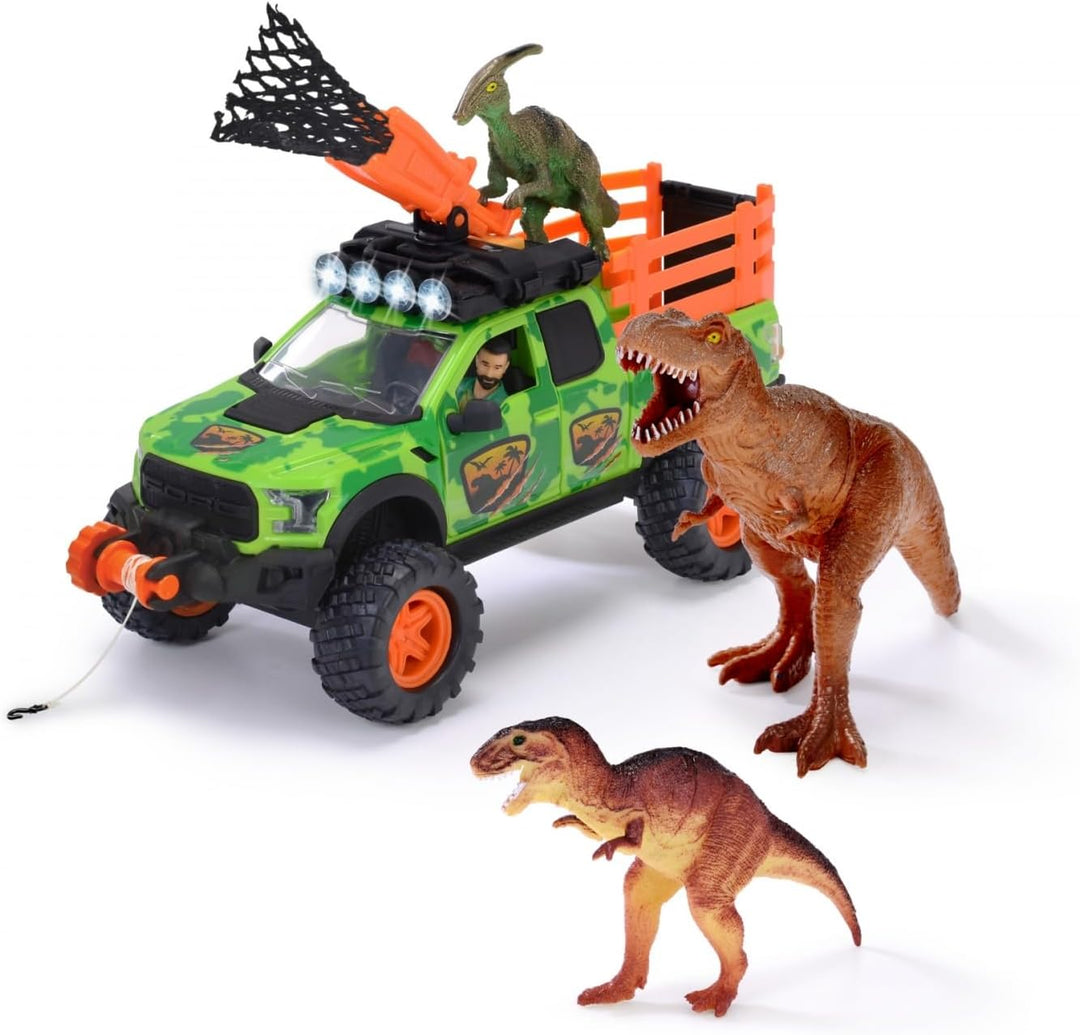 Dickie Toys - Dinosaurier-Fahrzeug Dino Hunter (25 cm) - Spielzeugauto Ford Raptor mit Licht & Sound