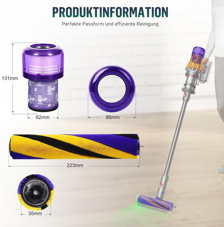 V12 Bürste für Dyson V12 Detect Slim Absolute Bürstenwalze Bürsten, Staubsauger Rolle Ersatzteile, S