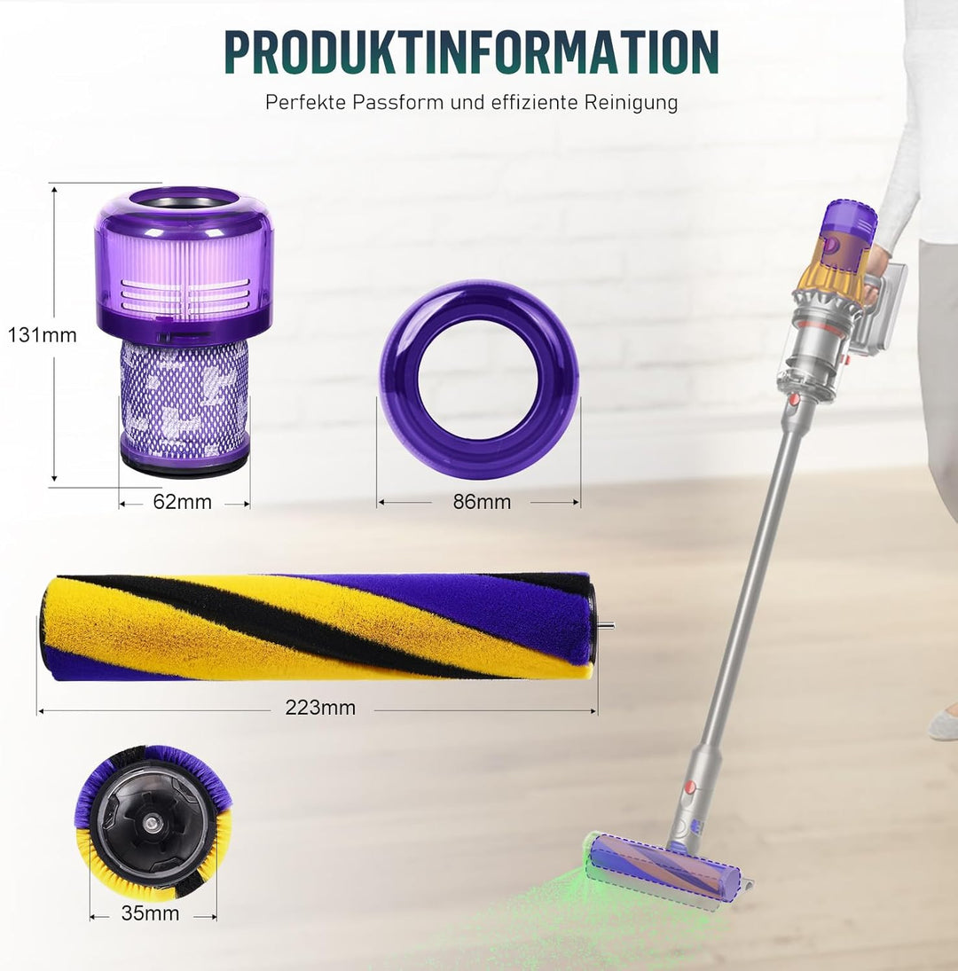 V12 Bürste für Dyson V12 Detect Slim Absolute Bürstenwalze Bürsten, Staubsauger Rolle Ersatzteile, S