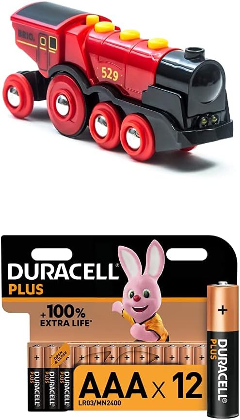 BRIO World 33592 Rote Lola elektrische Lok – Batterie-Lokomotive mit Licht & Sound – Kleinkinderspie