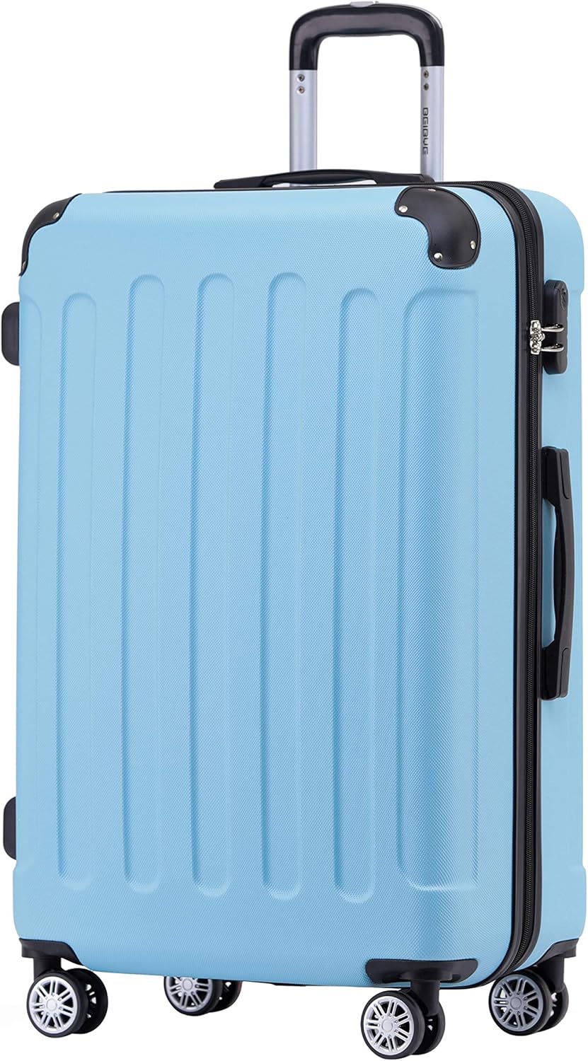 BEIBYE Hartschalen-Koffer Trolley Rollkoffer Reisekoffer Handgepäck 4 Rollen (M-L-XL-Set) (Glacial B