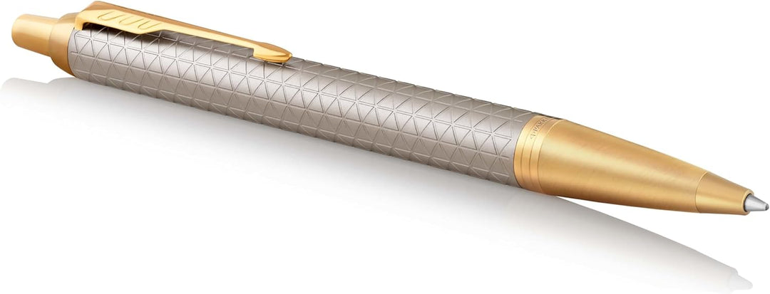 Parker IM Kugelschreiber | Premium Warm Silver | Mittlere Spitze | Blau | Geschenkbox Kugelschreiber