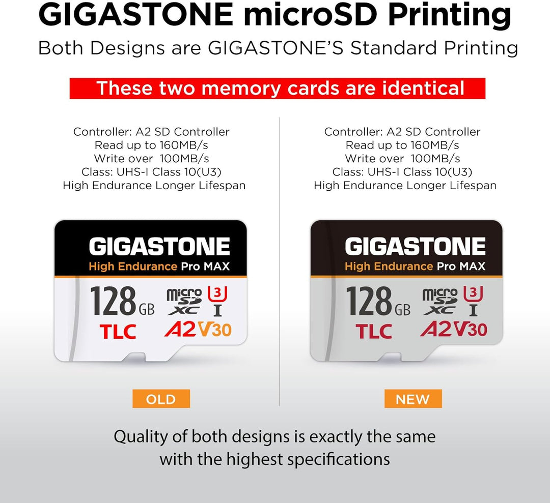 GIGASTONE 128 GB Micro-SD-Karte, hohe Ausdauer Pro MAX Serie Geschwindigkeit bis zu 160 MB/s, kompat