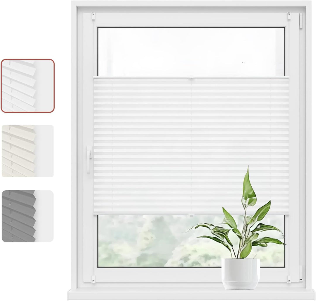 WOLTU Plissee Klemmfix ohne Bohren 115x130cm (BxH) Weiss Faltrollo Plisseerollo mit Klemmtrรคger Lich